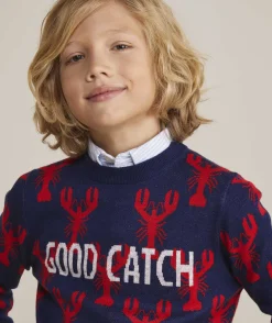 Boys’ Cotton Cashmere Cable Crewneck Sweater