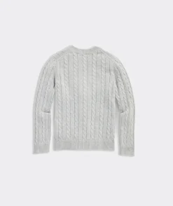 Boys’ Cotton Cashmere Cable Crewneck Sweater