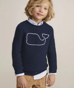 Boys’ Cotton Cashmere Cable Crewneck Sweater