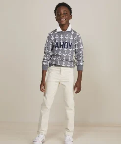 Boys’ Cotton Cashmere Cable Crewneck Sweater
