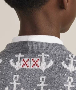 Boys’ Cotton Cashmere Cable Crewneck Sweater