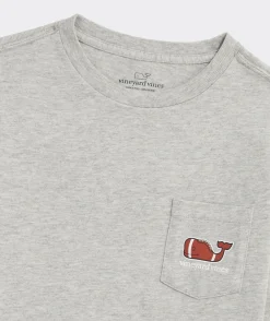 Boys' Football Whale Long-Sleeve Pocket Tee