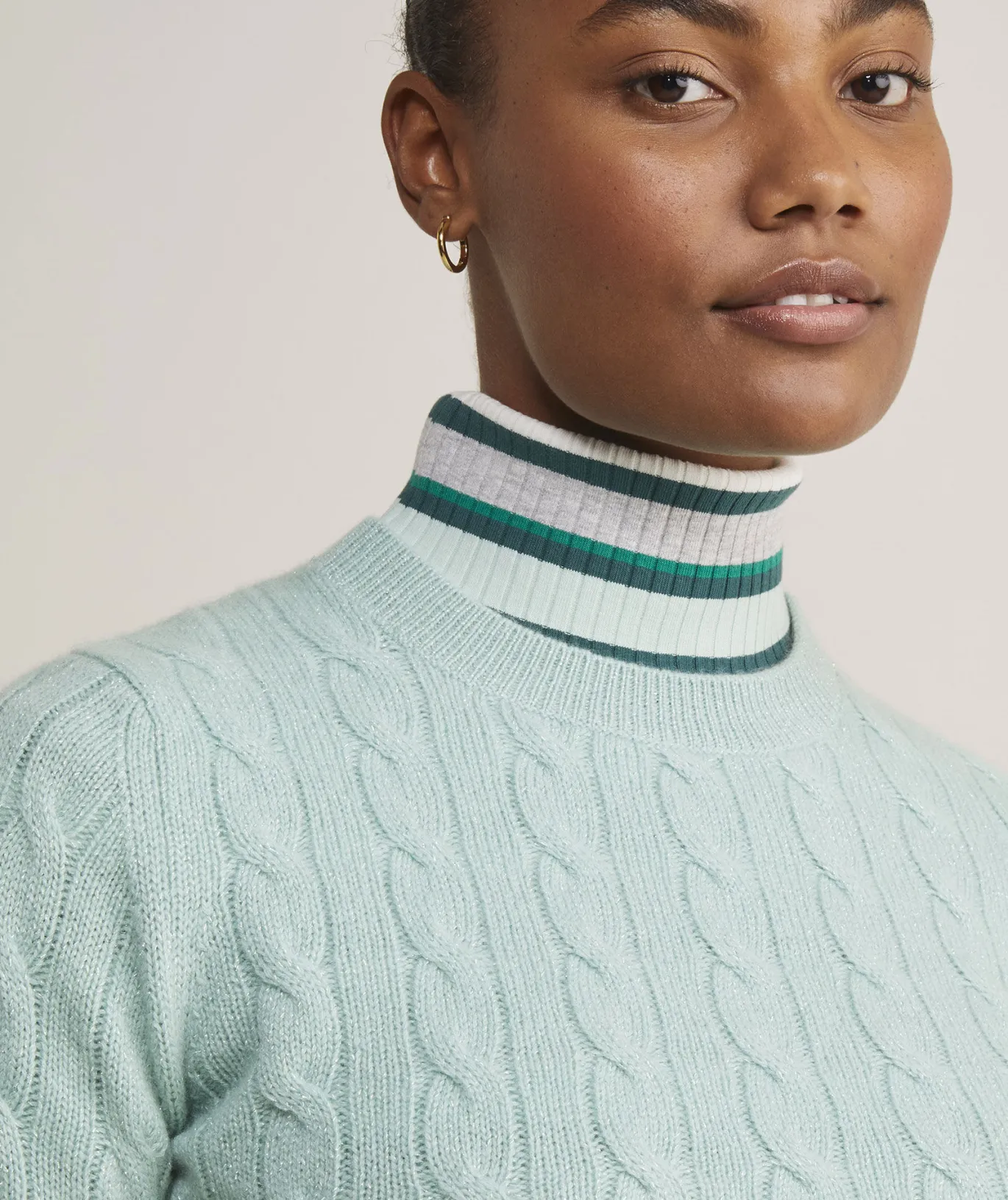 Cashmere Cable Shine Crewneck Sweater