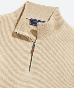 Cashmere Fisherman Rib Quarter-Zip Sweater