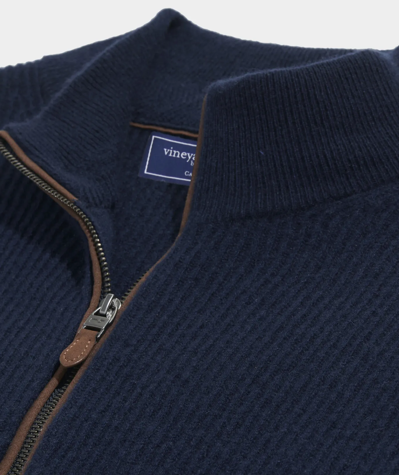 Cashmere Fisherman Rib Quarter-Zip Sweater