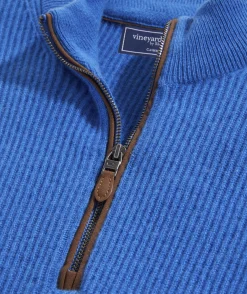 Cashmere Fisherman Rib Quarter-Zip Sweater