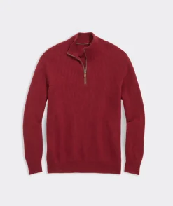 Cashmere Fisherman Rib Quarter-Zip Sweater