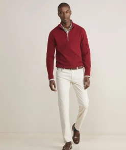 Cashmere Fisherman Rib Quarter-Zip Sweater