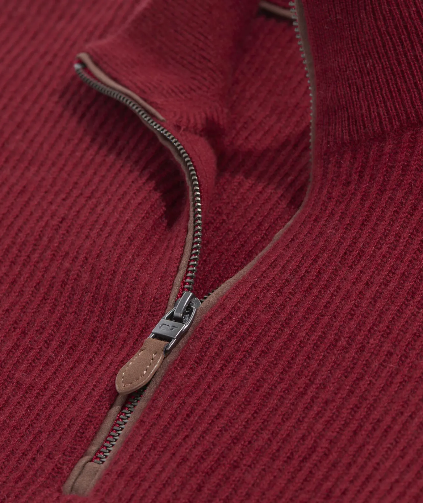Cashmere Fisherman Rib Quarter-Zip Sweater