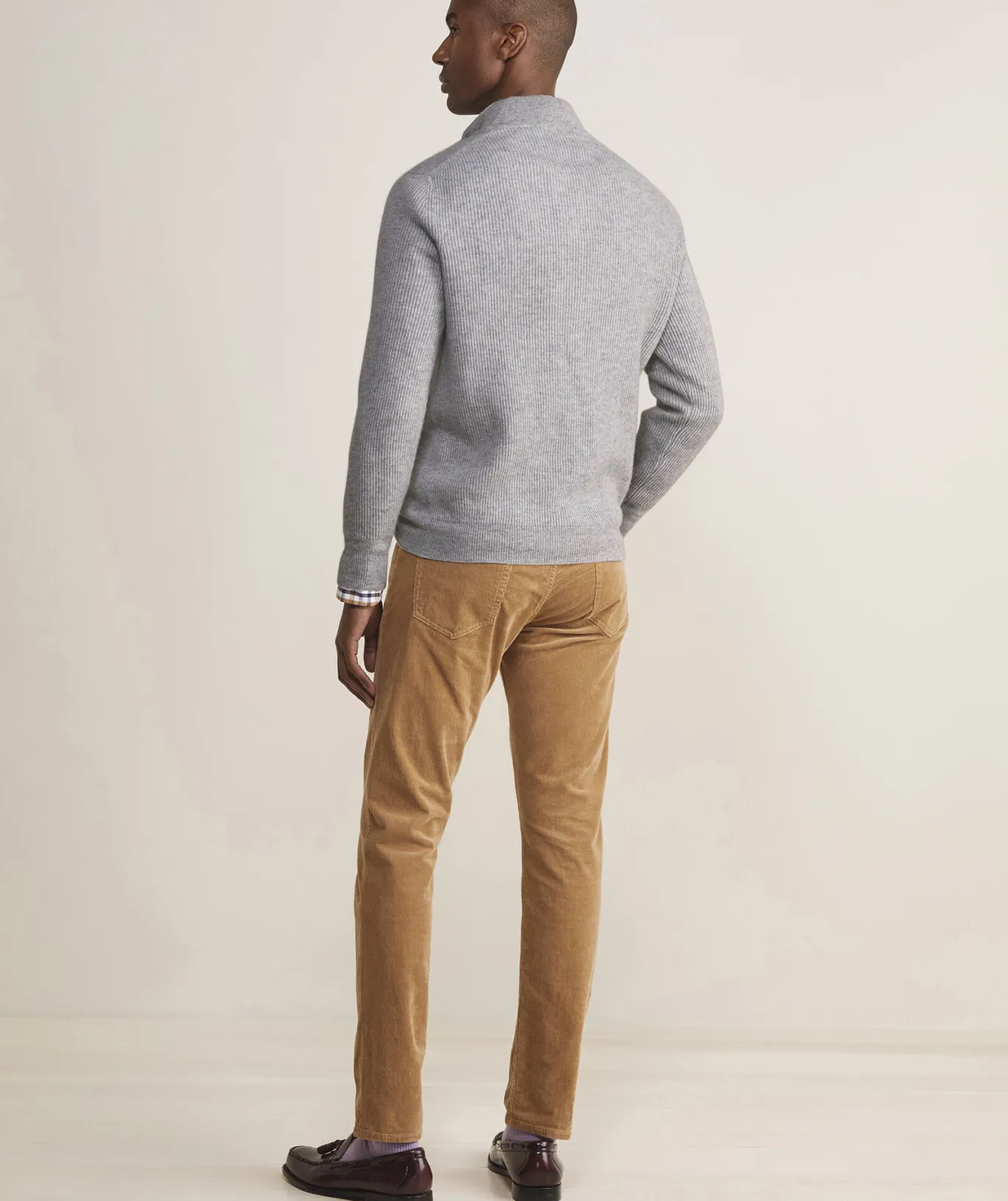 Cashmere Fisherman Rib Quarter-Zip Sweater