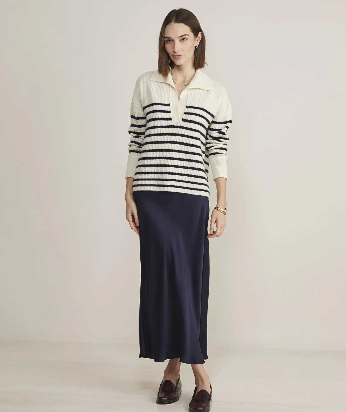 Cashmere Varsity V-Neck Cardigan