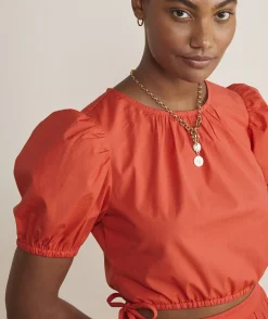 Cinched Puff-Sleeve Top