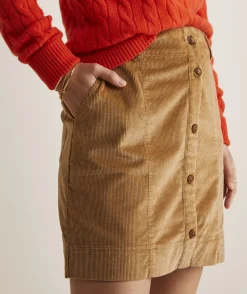 Corduroy Button-Front Skirt