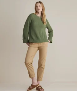 Cropped Cable V-Neck Sweater