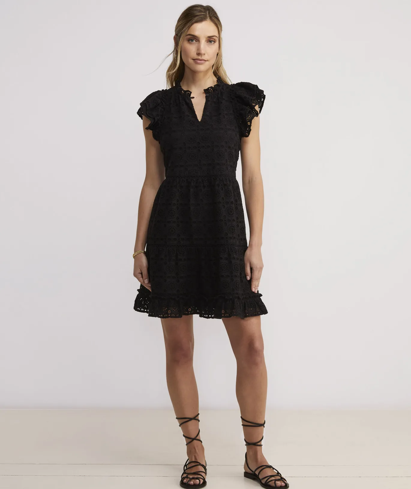 Eyelet Tiered Ruffle Dress