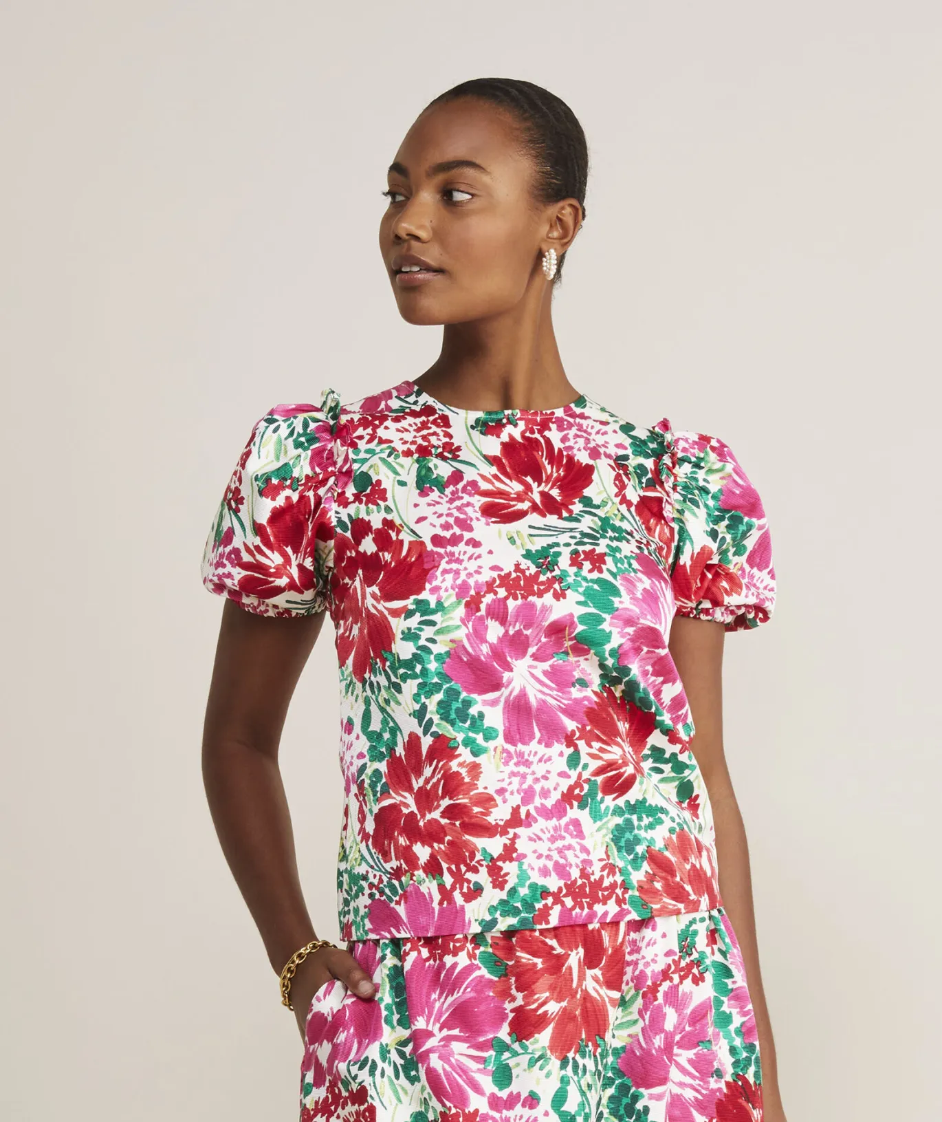 Fenwick Floral Puff-Sleeve Top