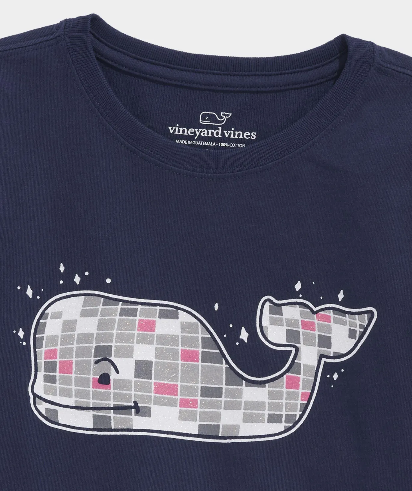 Girls' Glitter Ski Whale Long-Sleeve Pocket Tee