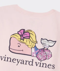 Girls' Heathered Vintage Whale Long-Sleeve Pocket Tee