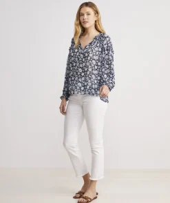 Harbor Seersucker Grid Print Ruffle Popover
