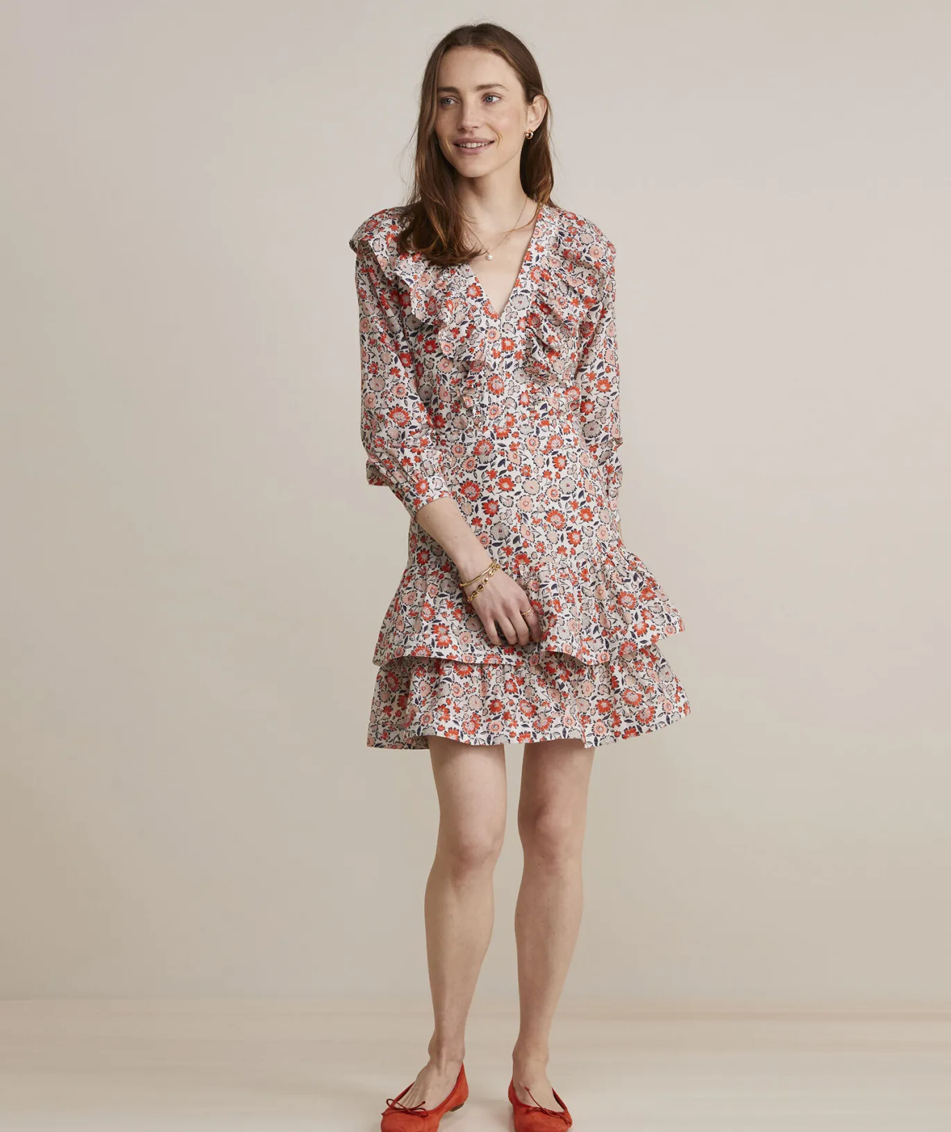 Ivy League Floral Ruffle Dress