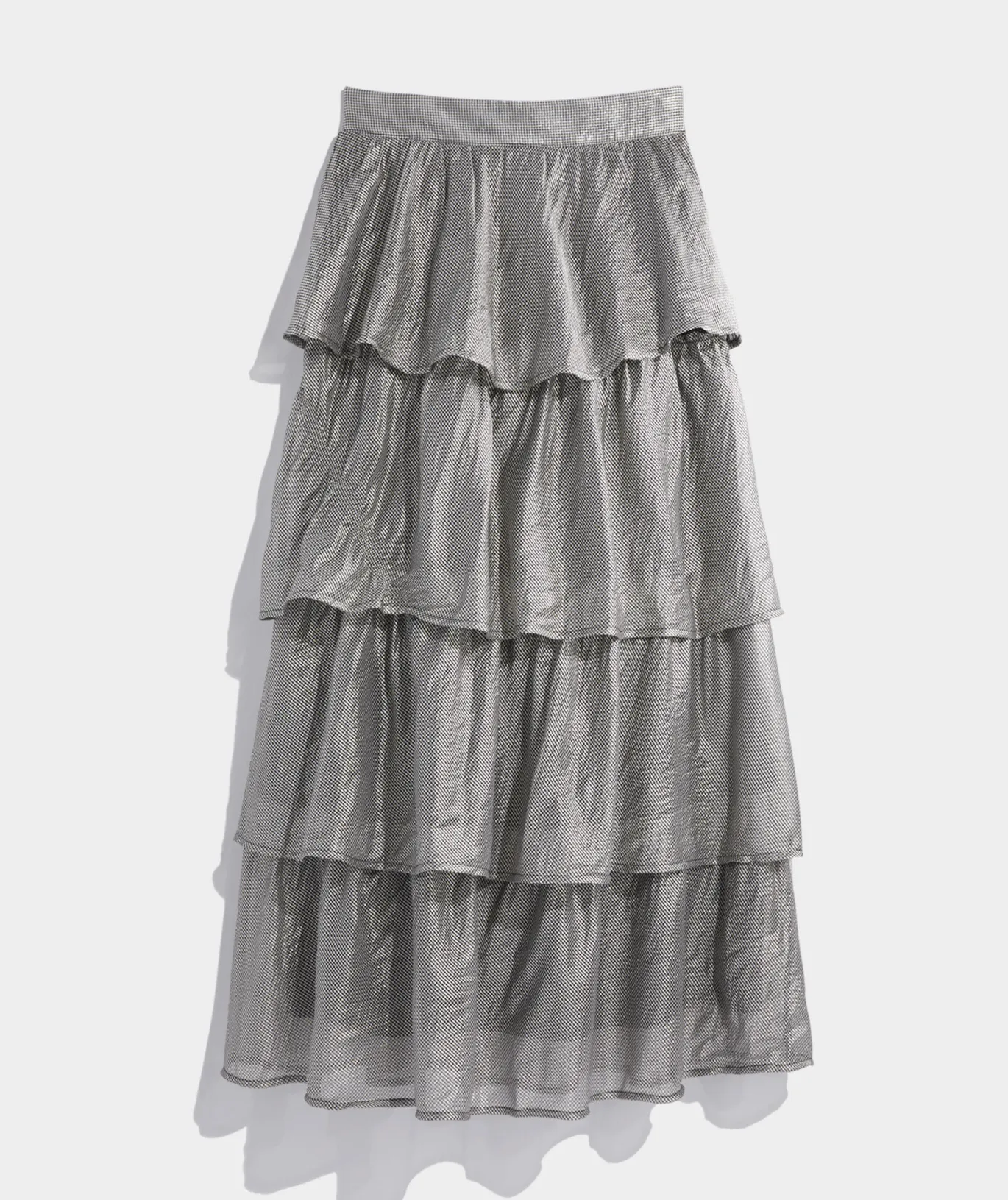 Metallic Check Maxi Skirt
