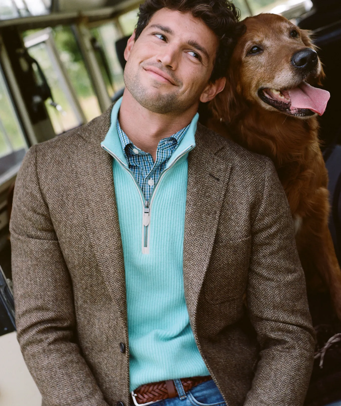 Moon Wool Herringbone Greenwich Blazer