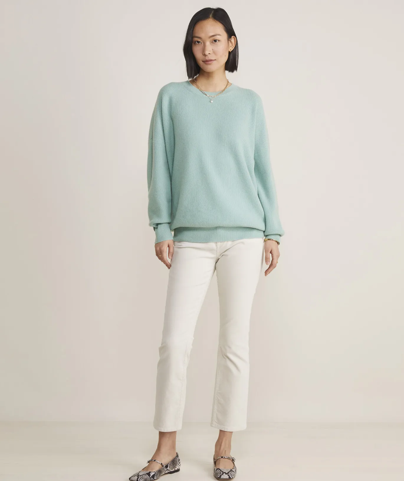Oversized Ribbed Luxe Crewneck Sweater