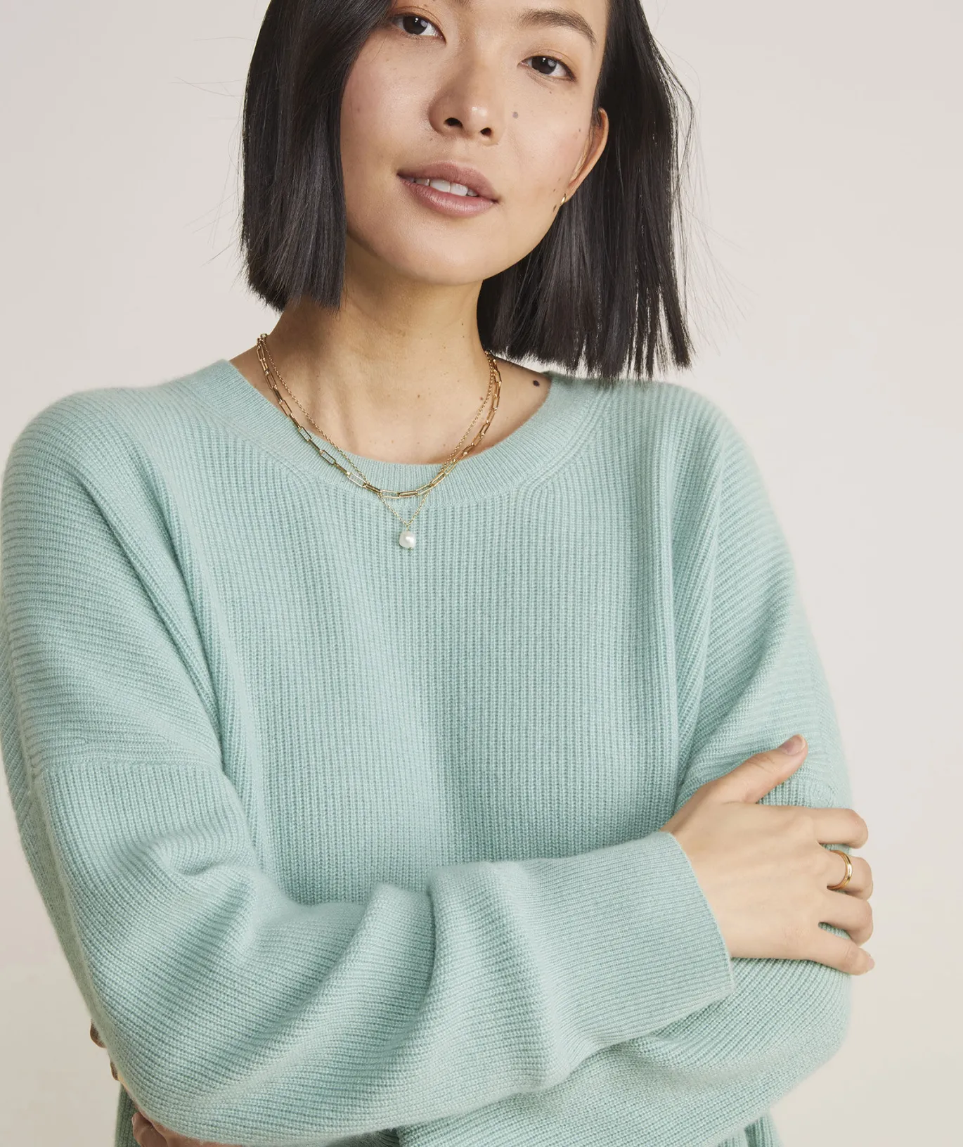 Oversized Ribbed Luxe Crewneck Sweater