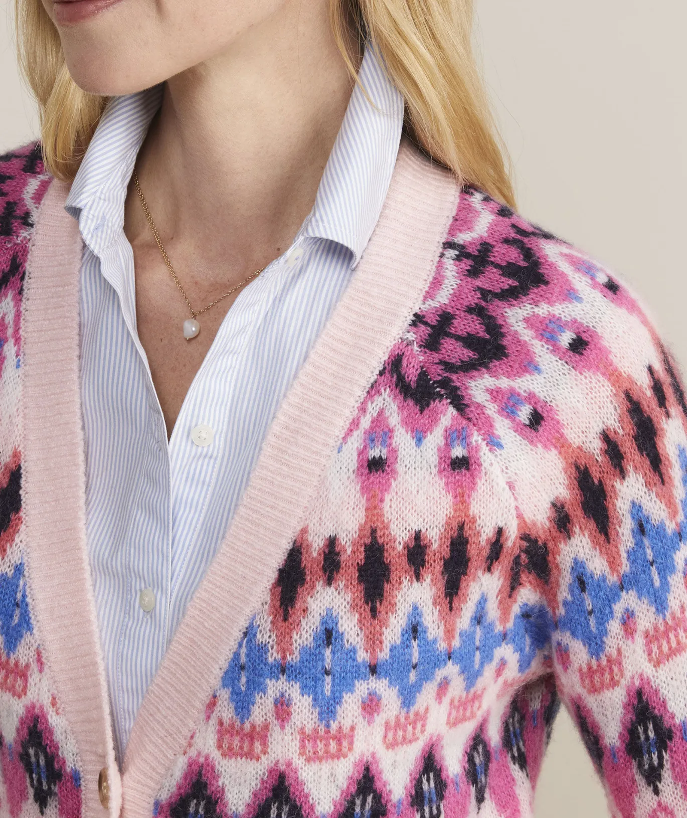 Patchwork Fair Isle Mockneck Sweater