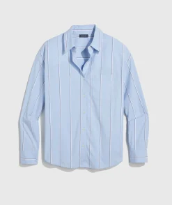 Poplin Button-Front Raglan Top