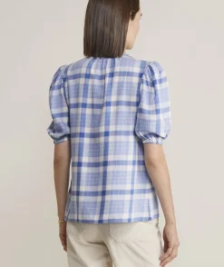 Ruffle Neck Puff-Sleeve Top