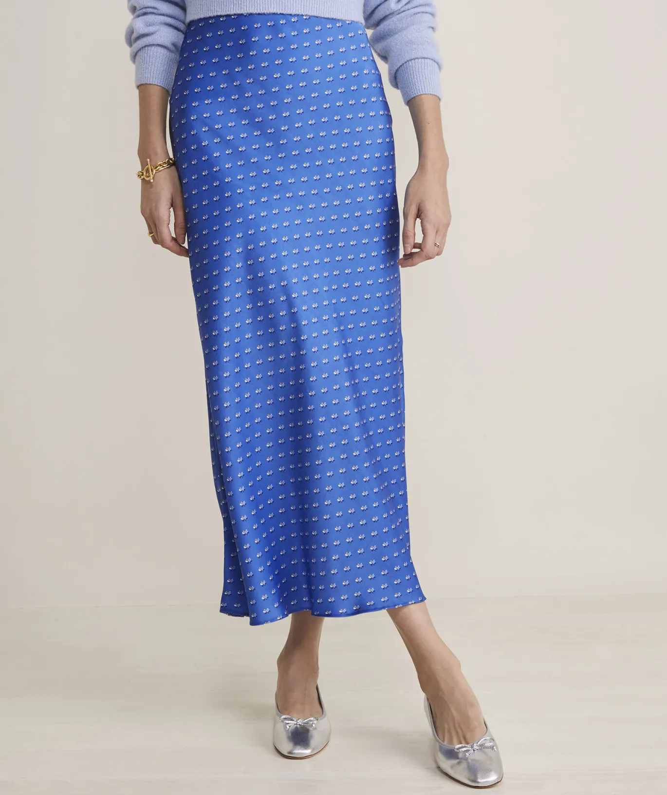 Satin Midi Slip Skirt