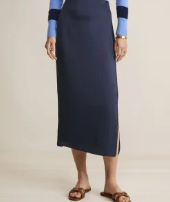 Satin Midi Slip Skirt