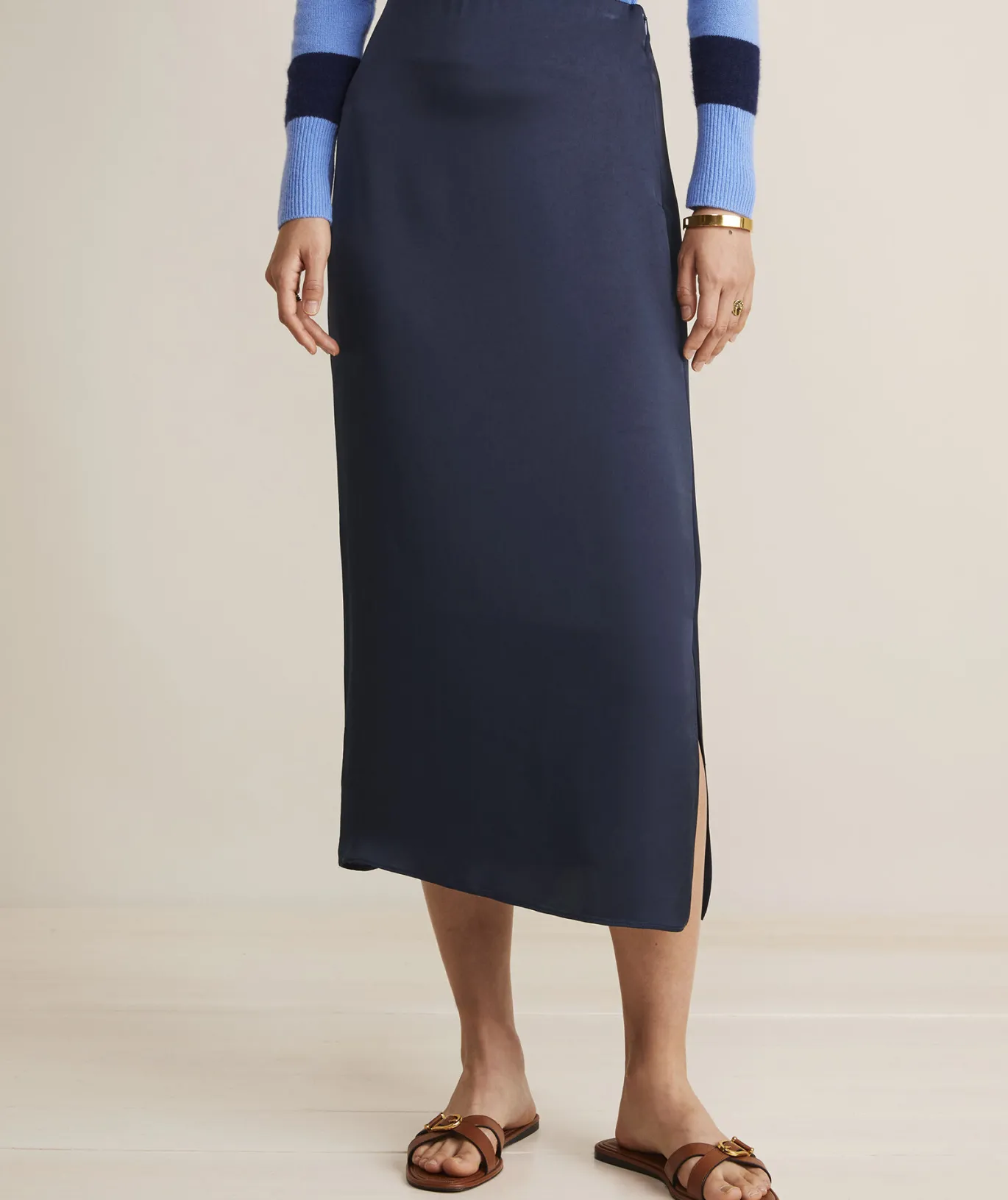 Satin Midi Slip Skirt