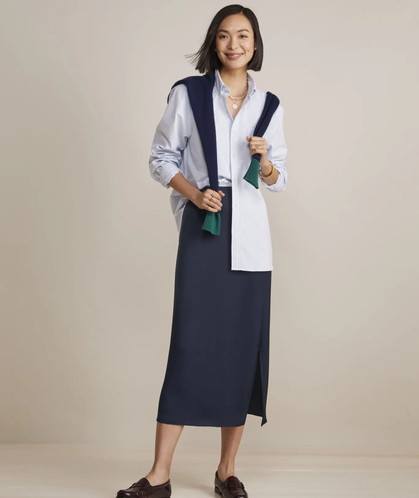 Satin Midi Slip Skirt