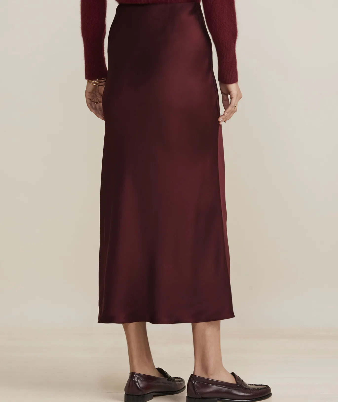 Satin Midi Slip Skirt