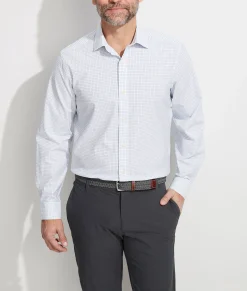 Stretch Poplin Check Spread Collar Shirt