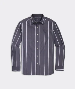 Stretch Poplin Stripe Spread Collar Shirt