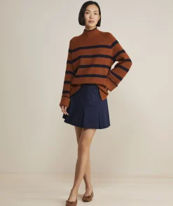 Stretch Twill Pleated Mini Skirt