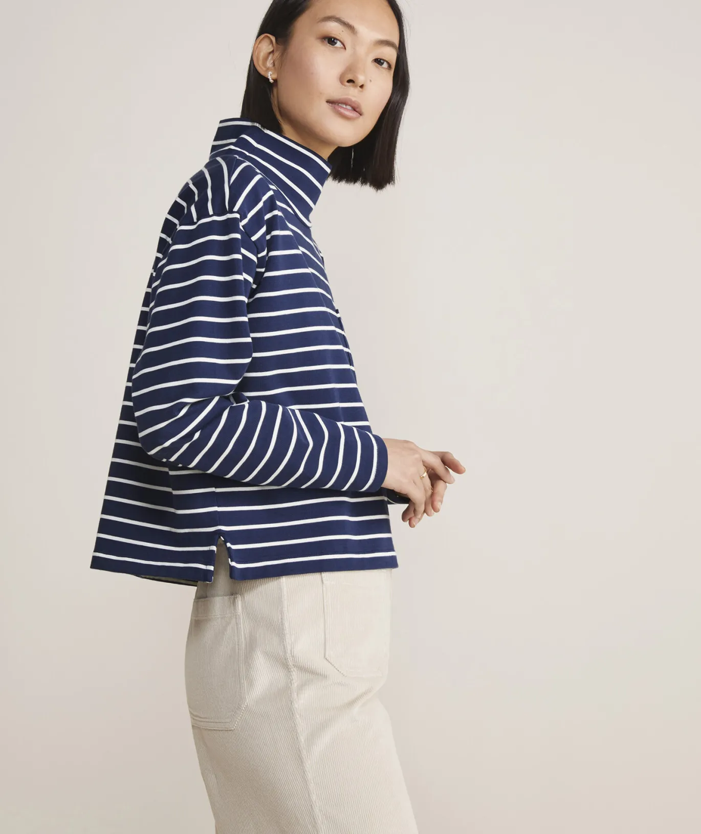 Striped Jamestown Funnel-Neck Tee