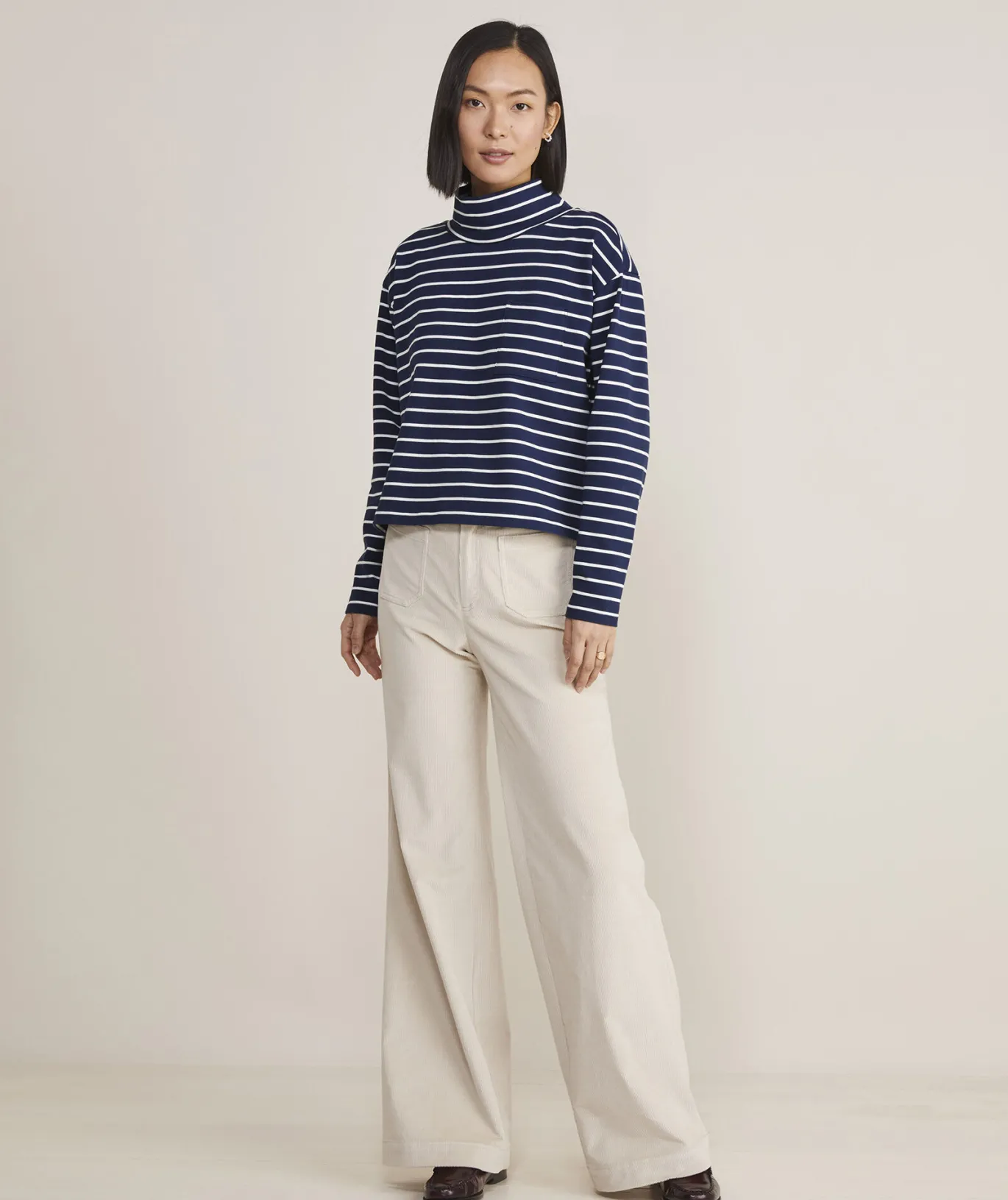 Striped Jamestown Funnel-Neck Tee