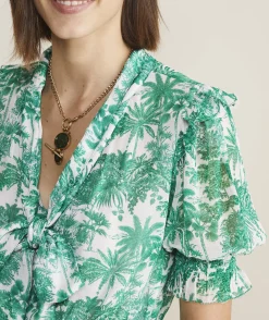 Toile Tie-Neck Midi Dress