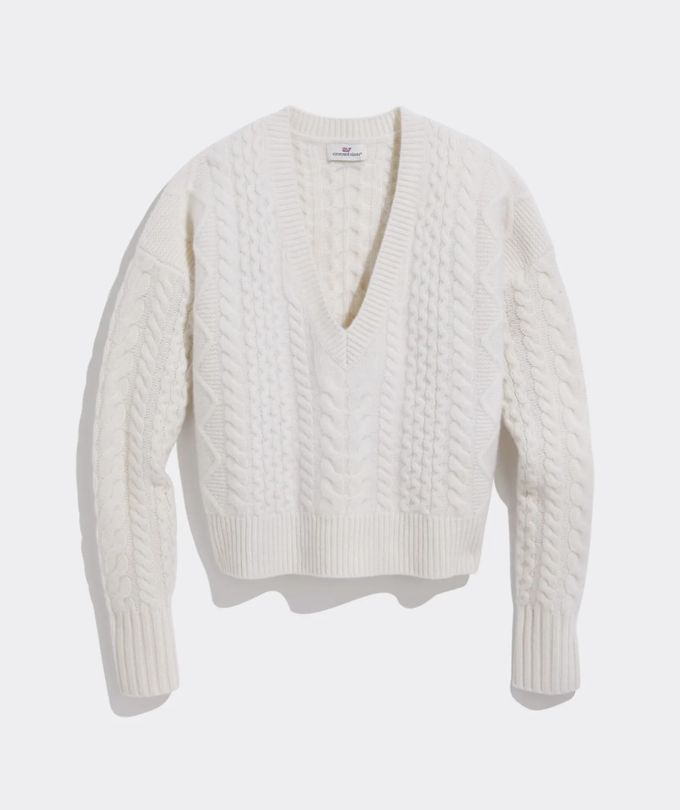 Varsity Cable V-Neck Sweater