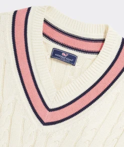 Varsity V-Neck Cotton Sweater