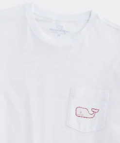 Vintage Whale Hearts Long-Sleeve Pocket Tee